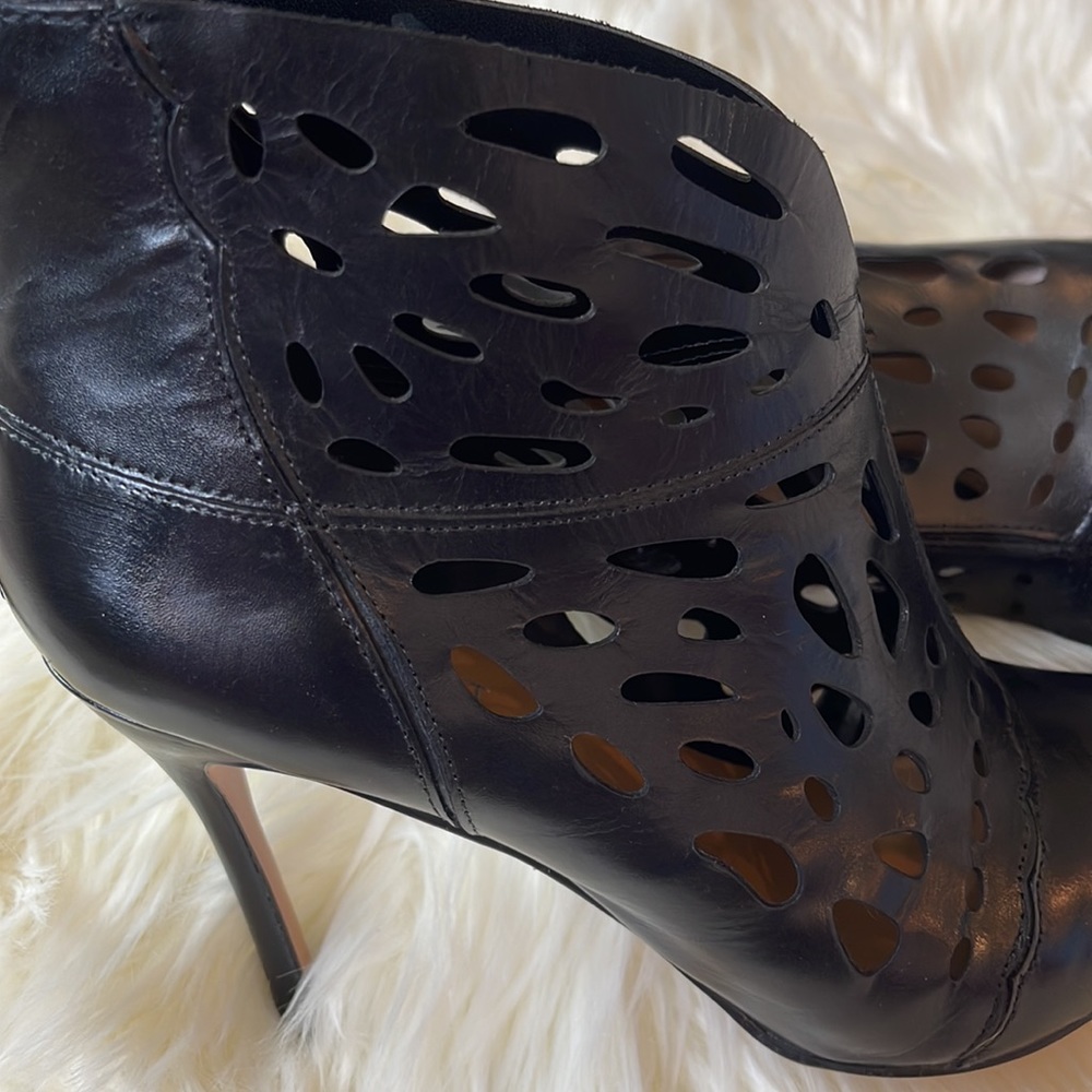 Black Nine West Laser-Cut Bootie - Picture 4 of 10